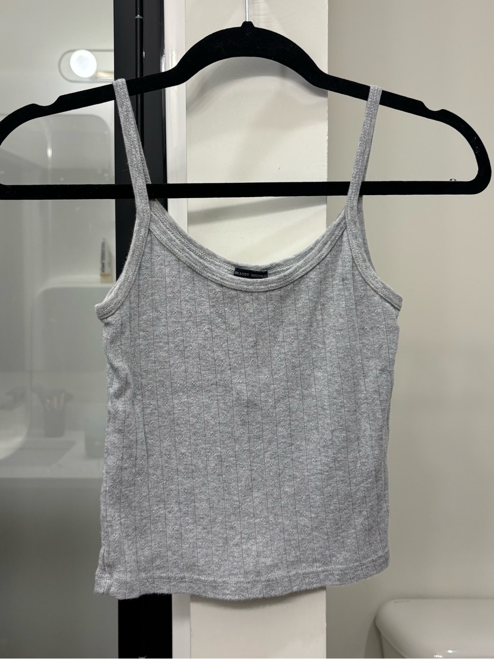 Brandy Melville Grey Eyelet Tank Top